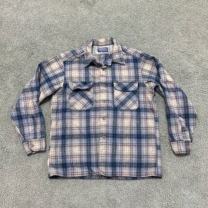 Vintage PENDLETON Wool Flannel Shirt 70s 80s Flap Pockets
